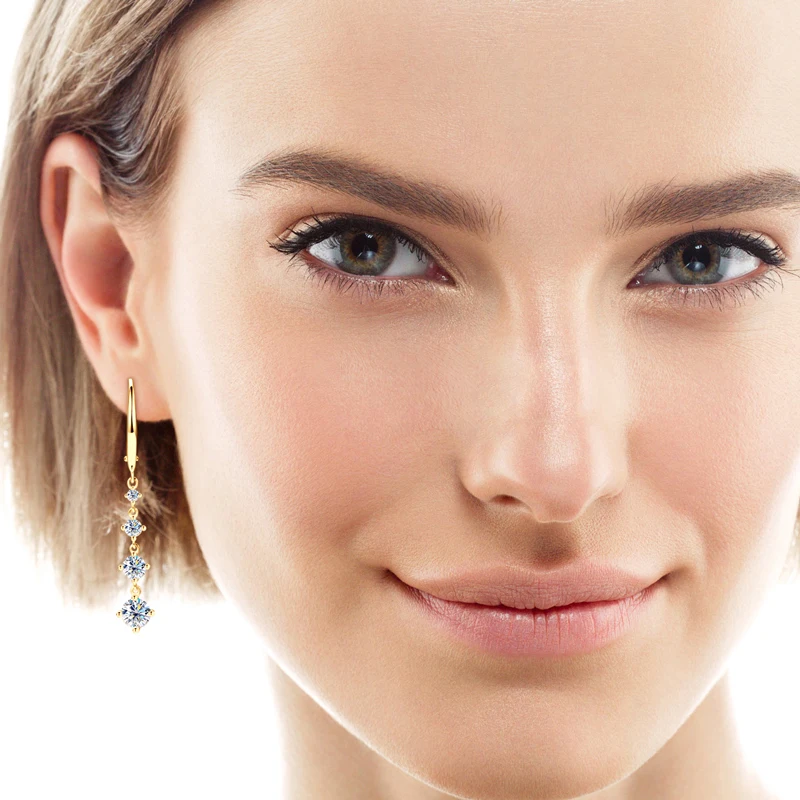 RAPRGOLD GRA Certified Moissanite Star Tassels Chains Hoop Earring for Women 925 Sterling Silver Earring Jewelry Gift Pendientes