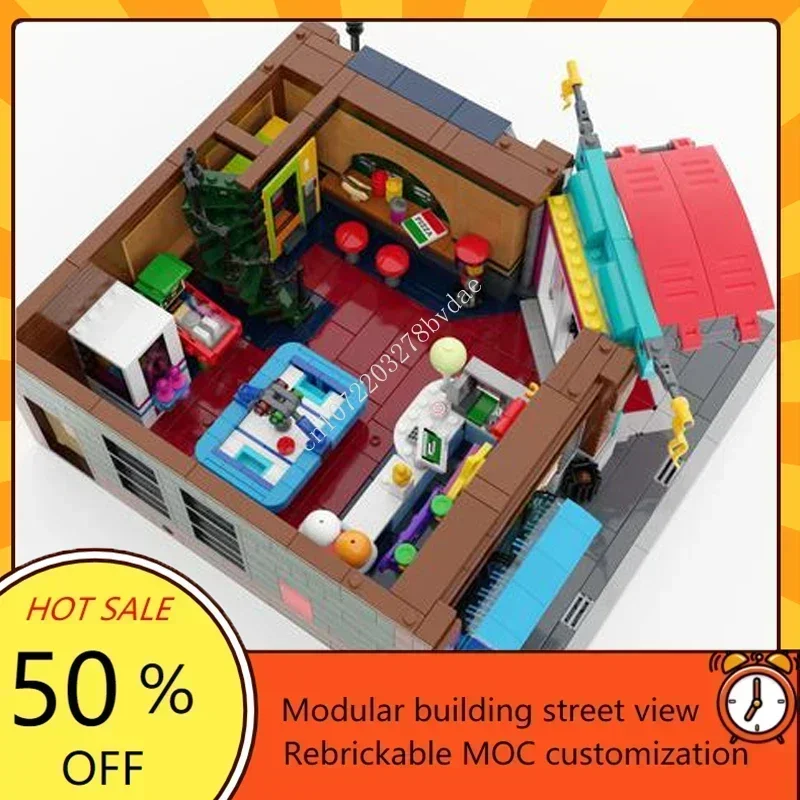3345 pçs personalizado moc o último arcade modular vista de rua modelo de quebra-cabeça personalizado educacional diy montagem crianças brinquedo kit presente