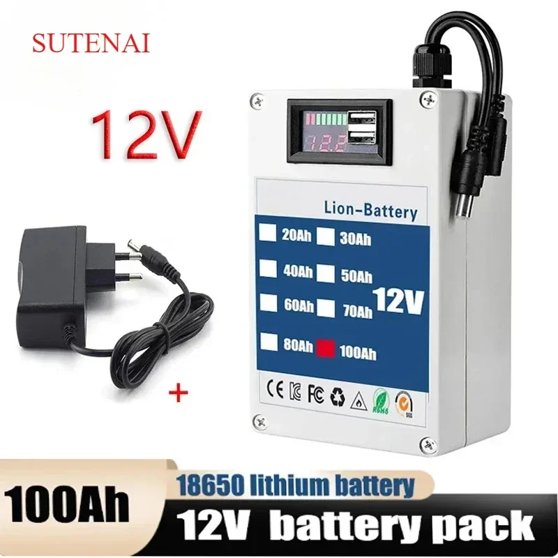 

DC 12V 100Ah Lithium-ion Rechargeable Battery Is A Large Capacity and Multi-purpose Rechargeable Battery Power Bank