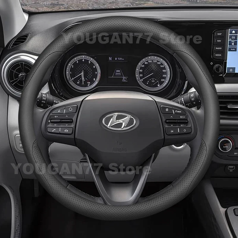 Leather Car Steering Wheel Cover For Hyundai i10 N Line Grand i10 2024 2023-2010 Covers For Covers Auto Interior Accessories