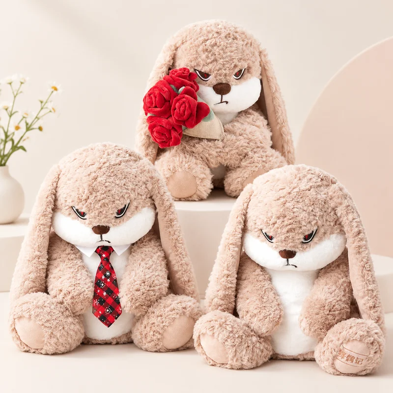 30cm Diudiu Bunny Plush Toy Grumpy Long Ear Bunny Plush Doll Cute Stuffed Rabbit Animal Doll Soft Pillow Home Deco Festival Gift