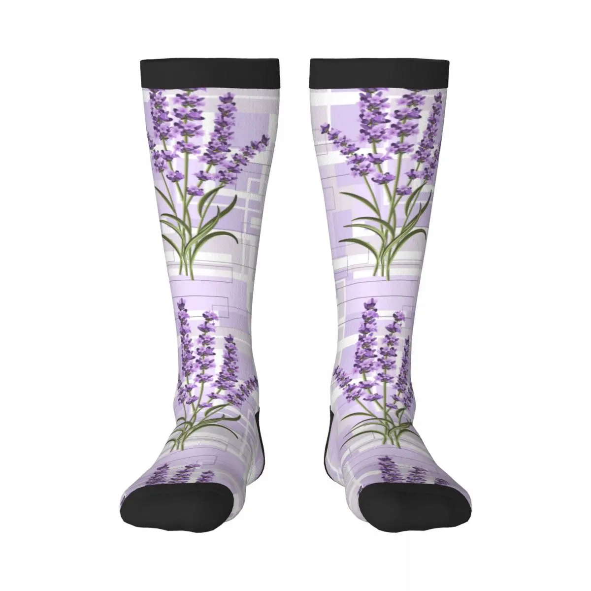 Spring/autumn over the knee socks Geometric Floral With Rectangles school dance long stocking