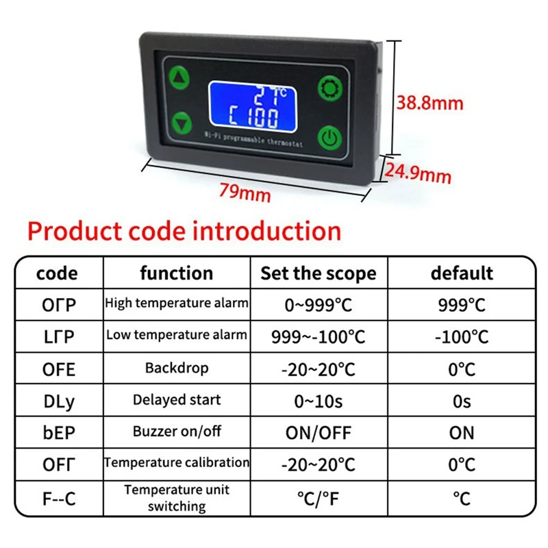 

WIFI Remote Digital Temperature Controller K Thermocouple High Temperature Controller -99-999 Degrees ZFX-WT01 Easy Install