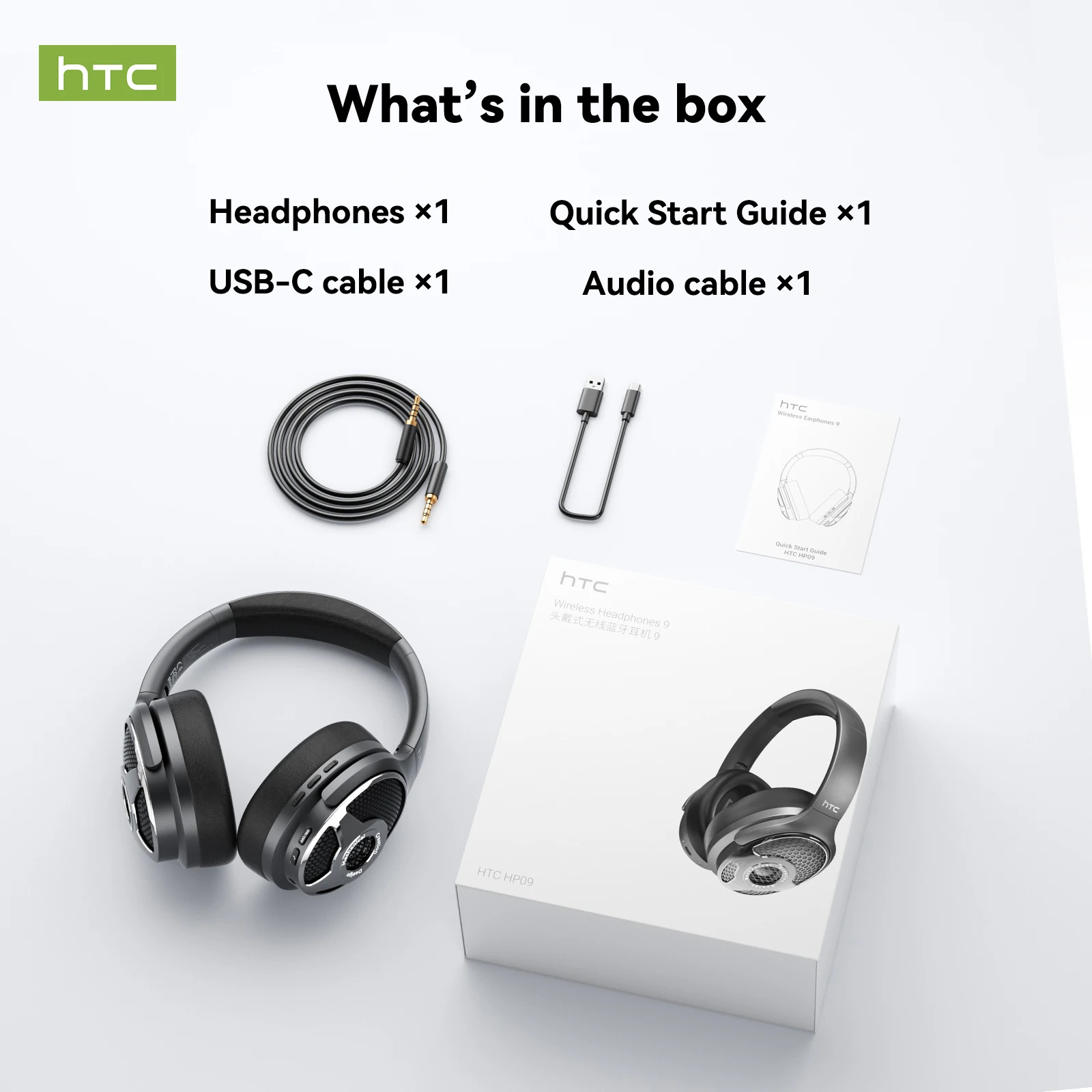 

HTC NE09 Foldable Over Wireless Bluetooth Headphones 63 Hrs Playback Powerful Sound External Speaker Mode Smart Translation APP