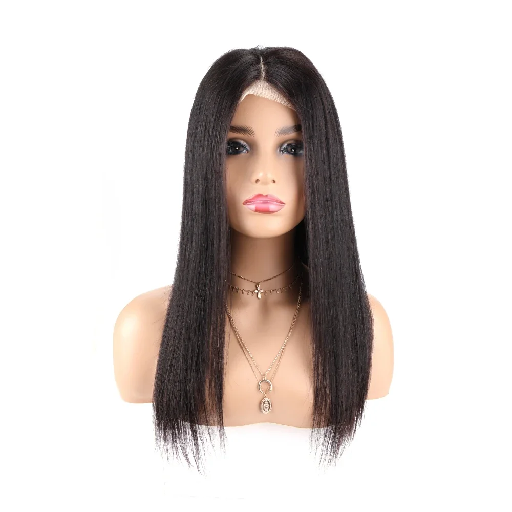 

Virgin Brazilian Straight Lace Frontal Human Hair Wigs with Baby Hair Transparent 13x4 Swiss Lace Front Wig for Women 18 Inch