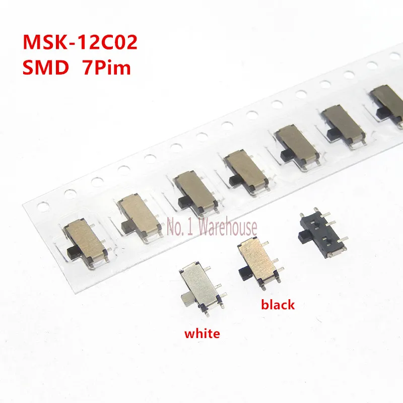 

10/50 шт. мини smd smt MSK-12C02 переключатель переключения передач 7pin 1P2T вкл/выкл ползунковые переключатели для MP3 MP4