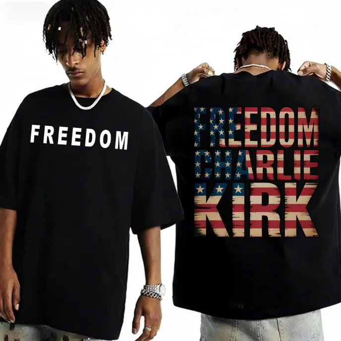 

Spring/Summer Free Charlie Kirk Printed Cotton T-shirt for Men and Women Street Wear Casual Fashion Short Sleeve T-shirt