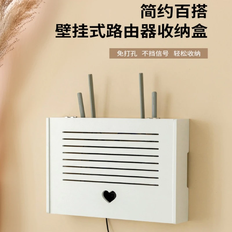 Premium Sturdy No-Drill Wall-Mounted Router & Modem Storage Box with Cable Management, Concealment Organizer for WiFi & Socket