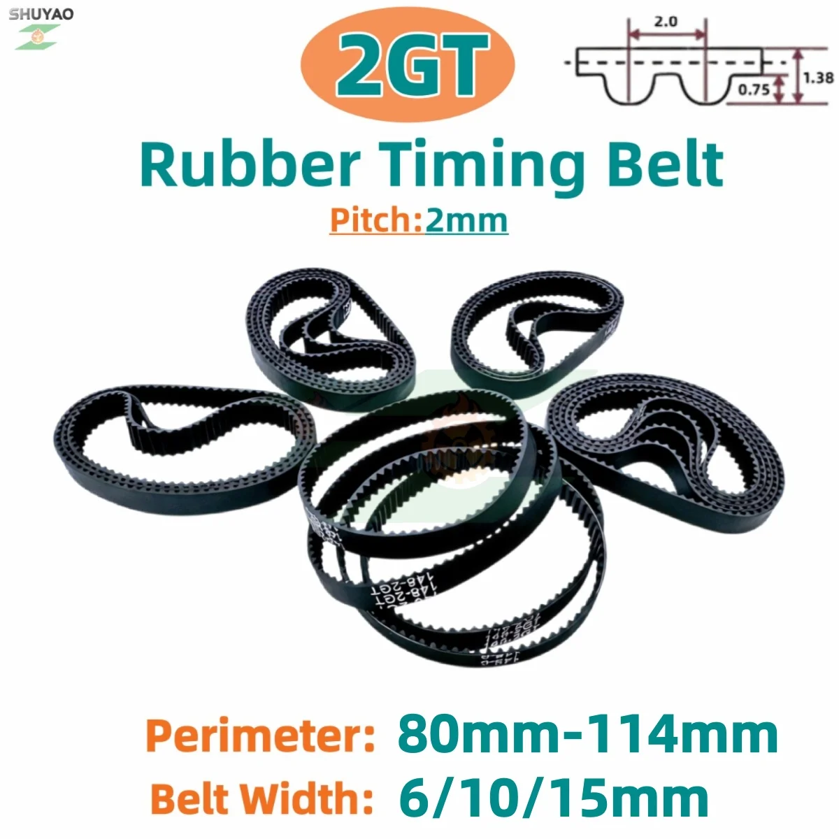 2GT Timing Synchronous Belt length 80 82 84 86 90 92 94 96 98 100 102 104 106 108 110 112 114mm Width 6~15mm 3D Printer Part GT2