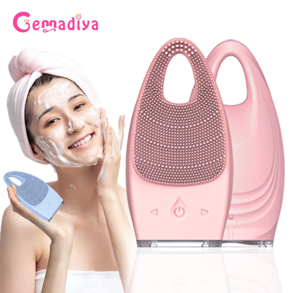 Silicone Facial Cleansing Brushes Electric Face Cleanser Brush Ultrasonic Pore Deep Clean Blackhead Skin Massager Face Care Tool