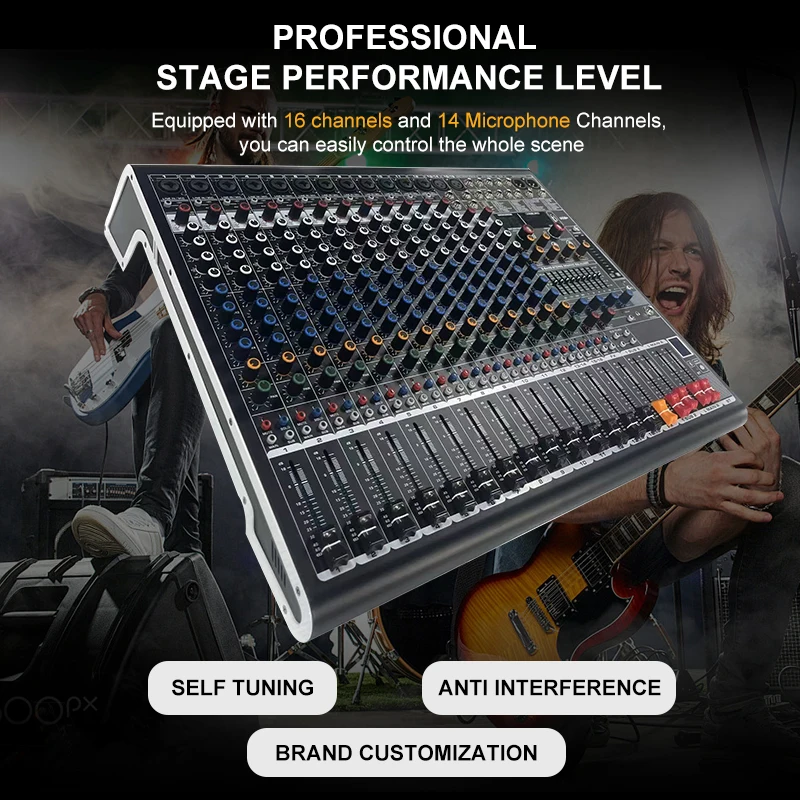 Customized Full Music Sound System Mixers Console Control With 14 Microphone Input 16 Channel De Mixer Audio Professional