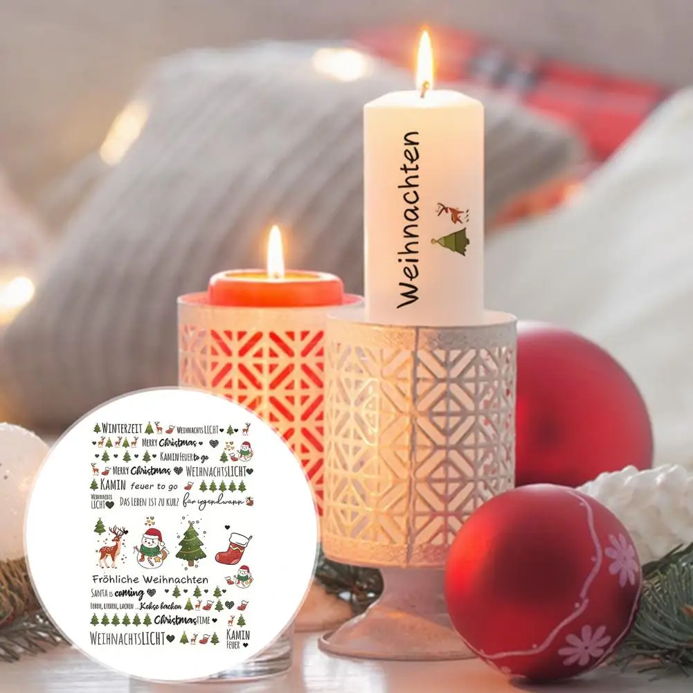 Candle Temporary Tattoo Sticker Rich Color Pattern Christmas Sticker Paper Sticker Christmas Candle Tattoo Decal Party Supplies