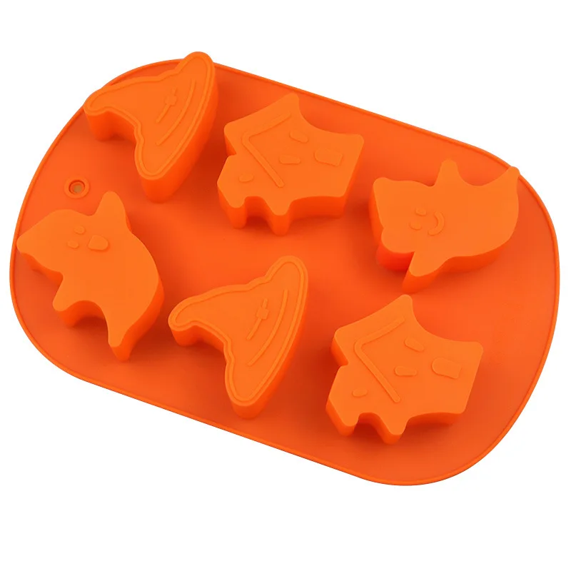 6 قطع من قبعة شبح ساحرة من السيليكون قالب كعك من سلسلة الهالوين قالب شوكولاتة للخبز بنفسك #4