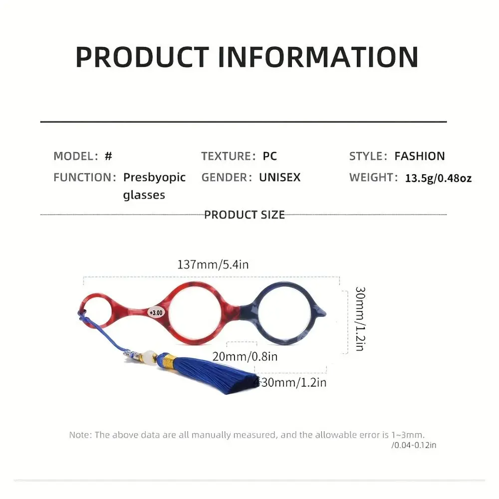 المحمولة مكافحة فقدان نظارات للقراءة يده طوي نظارات مكبرة شرابة + 1.0 + 2.0 قلادة القراء النساء الرجال #6
