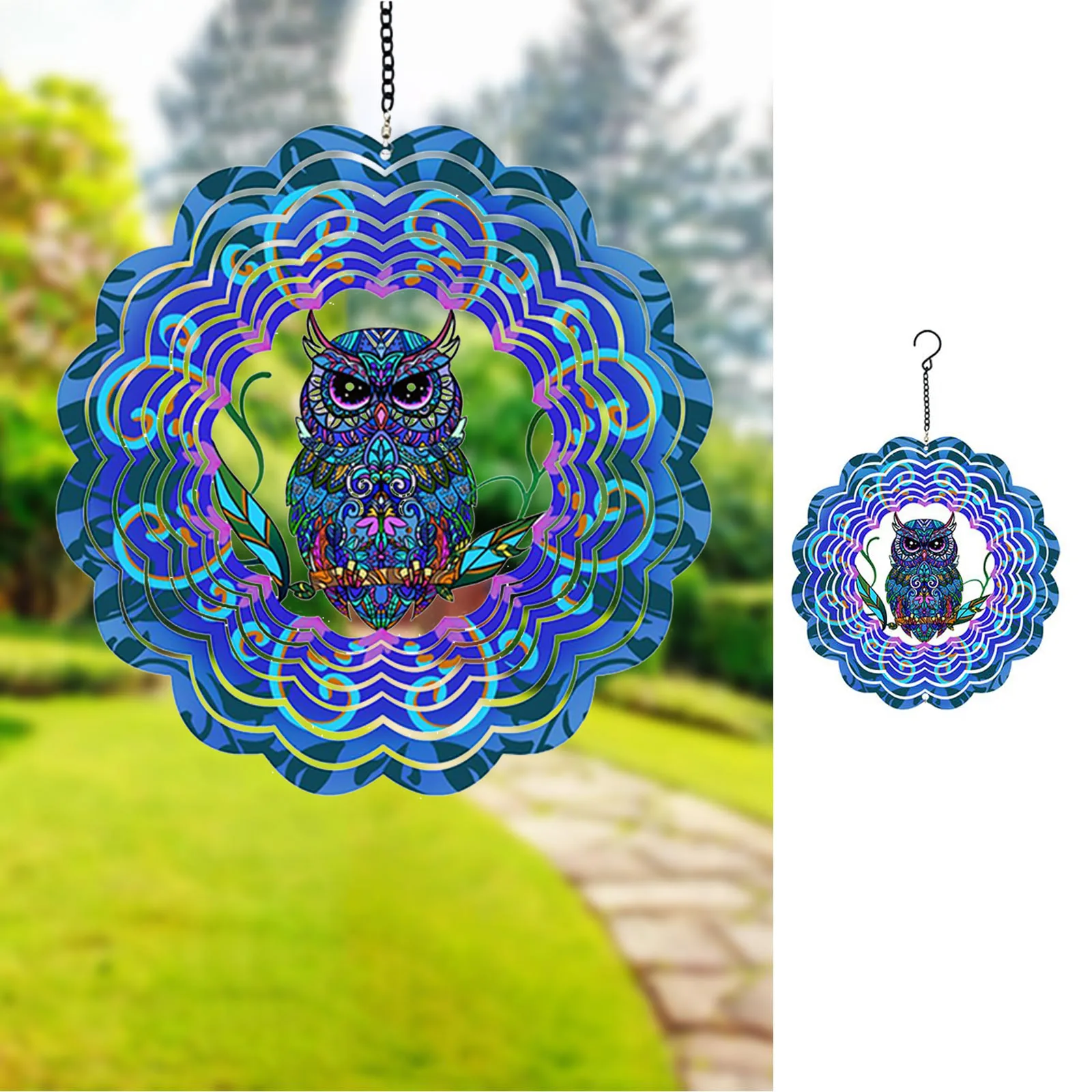 

Wind Chimes With Owl Wind Spinner - Perfect Outdoor Hanging Decor For Garden Art Wind Chimes Rotating Windmill For Home Yard