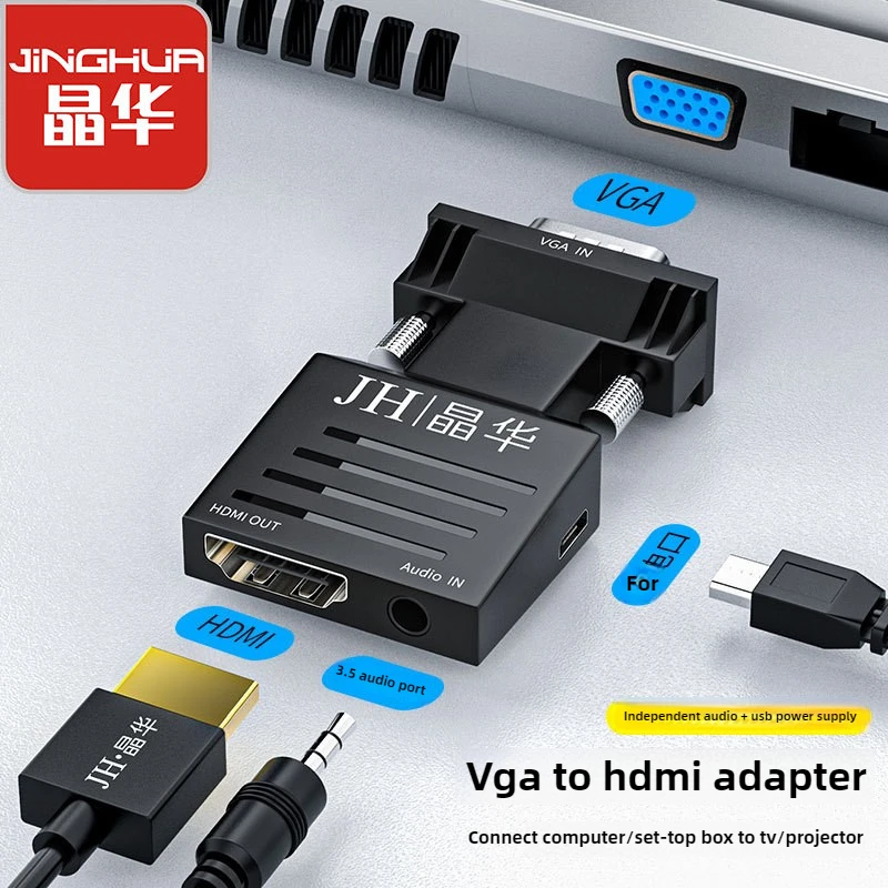 Convertitore VGA maschio a HDMI femmina, con audio USB, plug and play, per display monitor, best seller