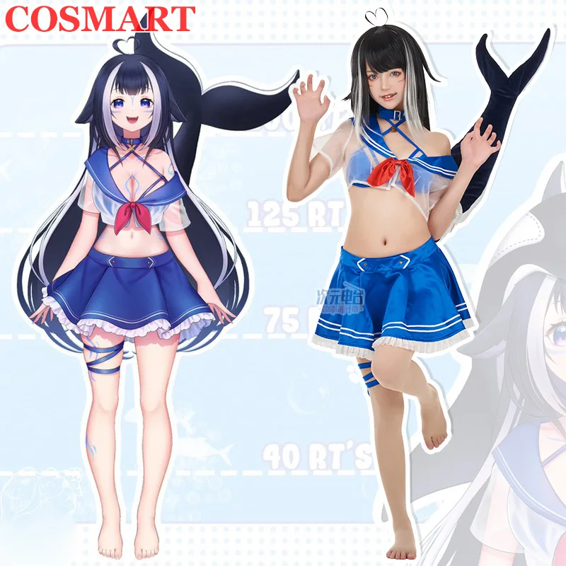 

COSMART Vtuber Nijisanji Shylily Sailor Suit Uniform Cosplay Costume Fashion Party Dress With Tail Halloween Carnival Outfit