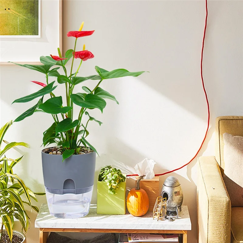 

75STO-2 Layer Soilless Cultivation Flower Pot Cotton Rope Self Watering Hydroponic Plant Basin Automatic Irrigation