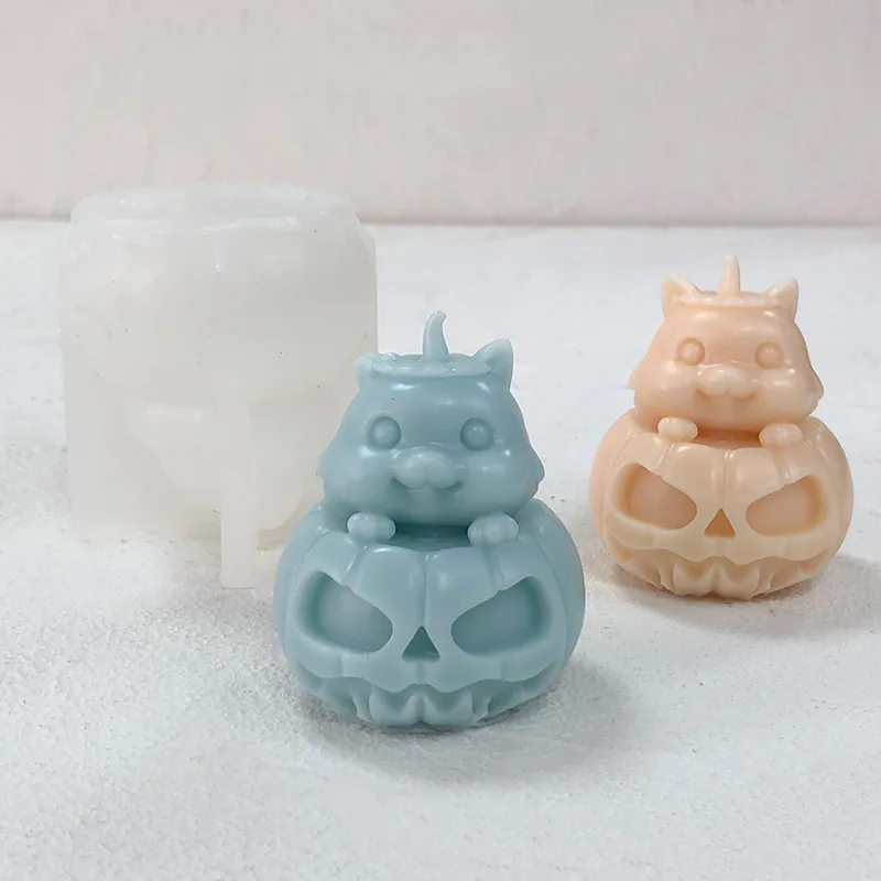 Pumpkin Cat Halloween Gift Candle Silicone Mold DIY Cute Cat Evil Pumpkin Mold-making Gypsum Candle Resin Mould Halloween Decor