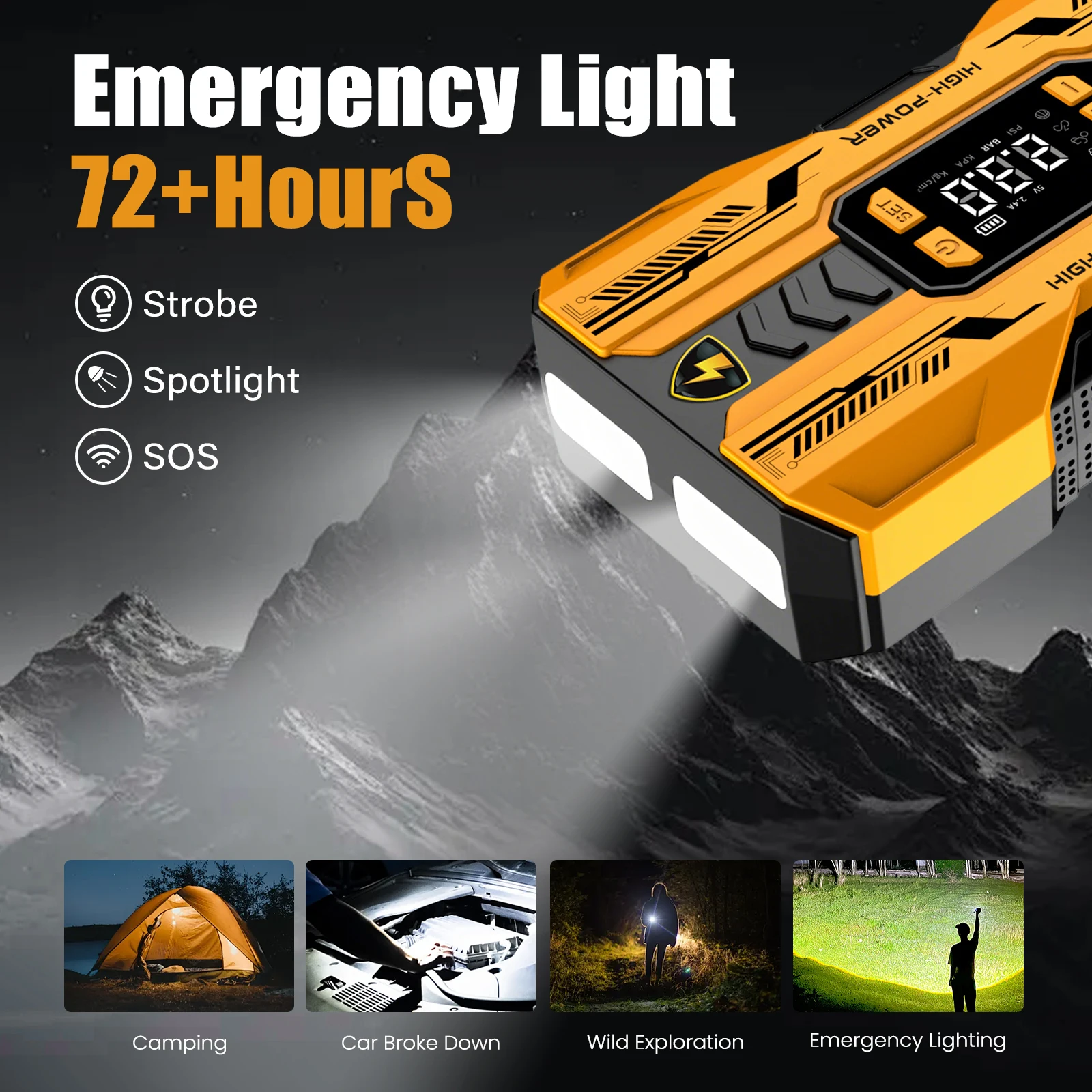 AntPower 10000mAh przenośne urządzenie do uruchamiania awaryjnego samochodu ze sprężarką powietrza 150PSI, 1200A przenośne urządzenie wspomagające akumulator samochodowy do silników benzynowych i