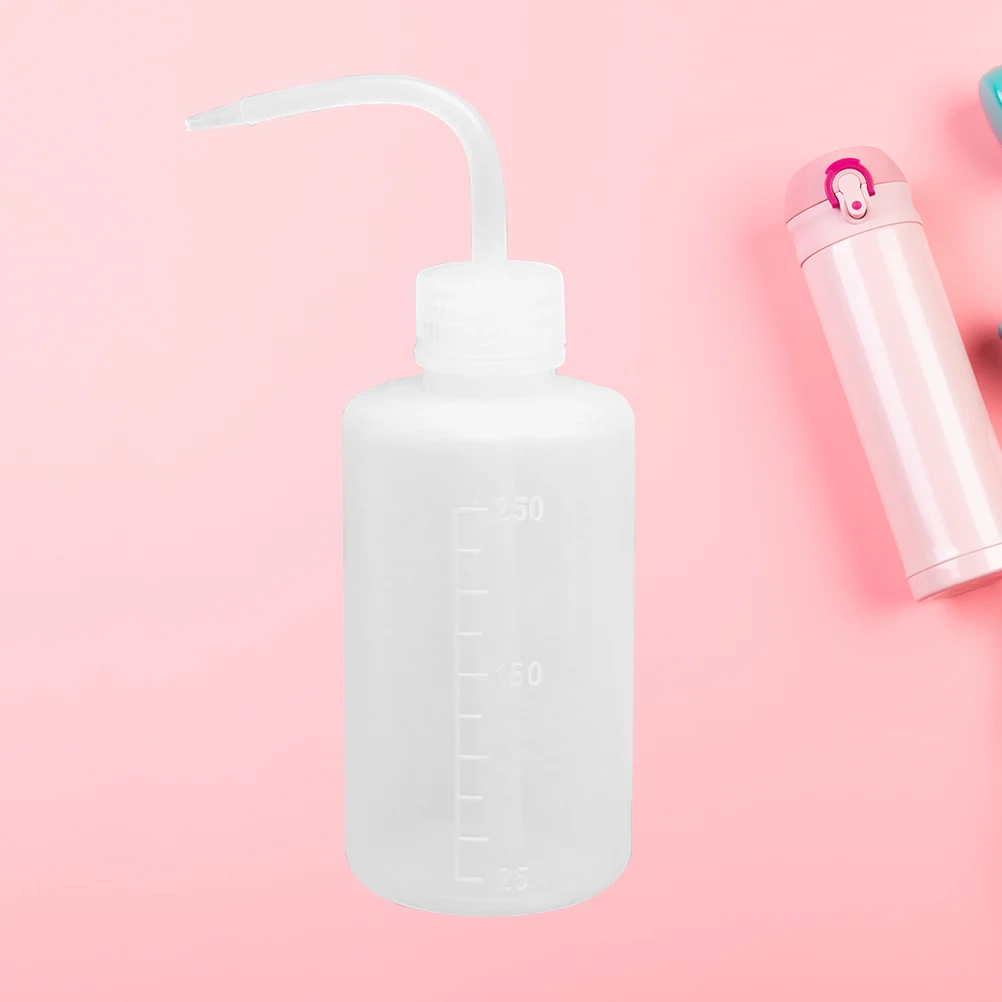 

250ml Plastic Clear Bottle with Bent Spout Squeeze Measuring Bottle Cleaning Soap Holder for Gardening