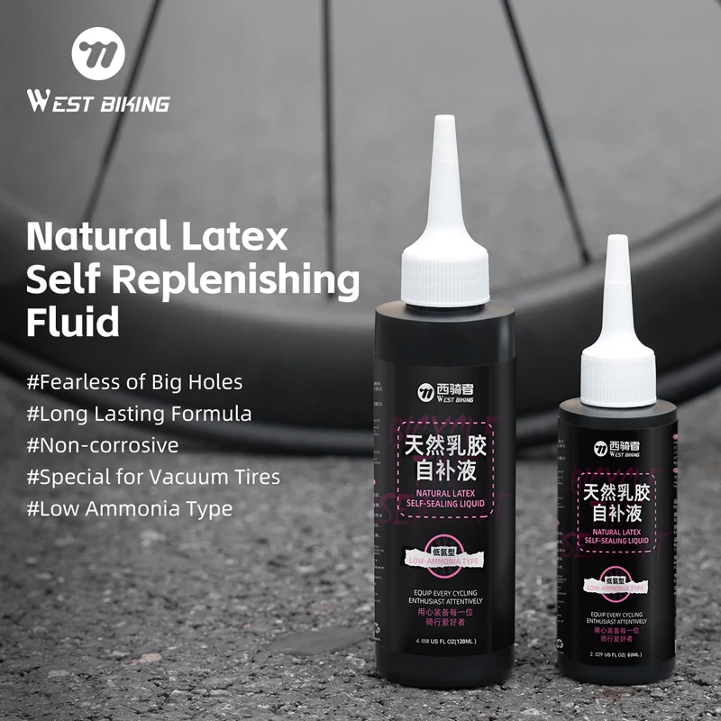 WEST BIKING Natural Latex Tire Sealant Liquid Tubeless Bike Tire Anti Puncture Sealant 60/120/500ml Bicycle Repair Fluid for MBT