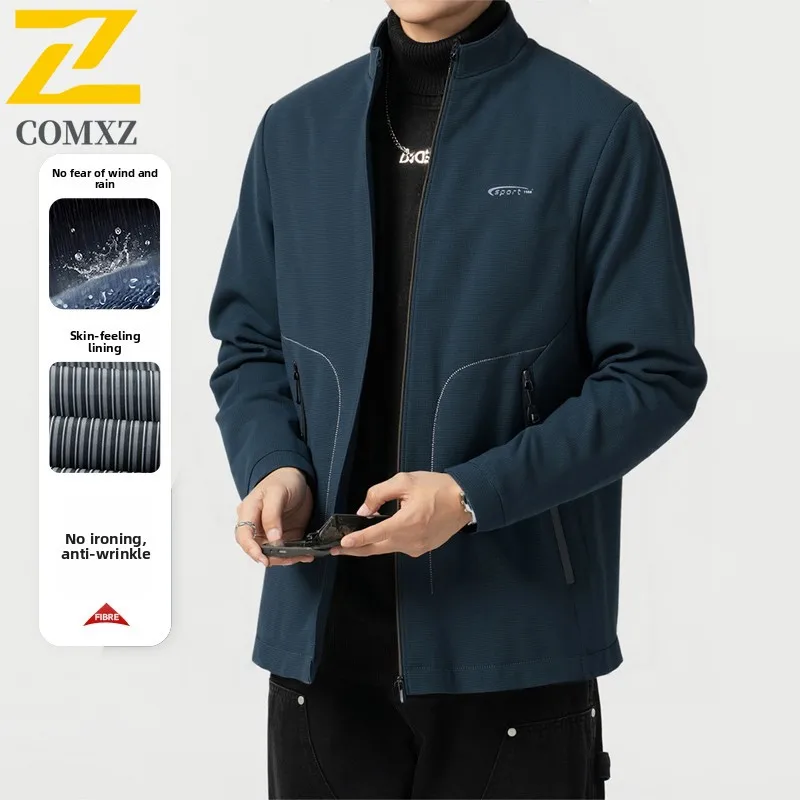 

2025 New Men Casual Jacket Spring Autumn Fashion Versatile Windproof Breathable Stand Up Collar Jacket Business Office Men Wear