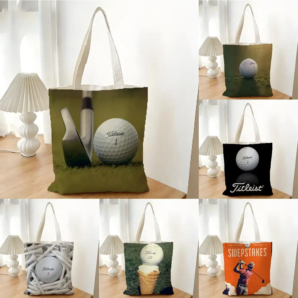 Bolsas de Almacenamiento, Bolsa de Compras de Lona, Bolsa de Supermercado, Bolsa de Mano para Fiesta de Navidad, Bolsa Deportiva Popular para Golf, T-TitleistS-Famous