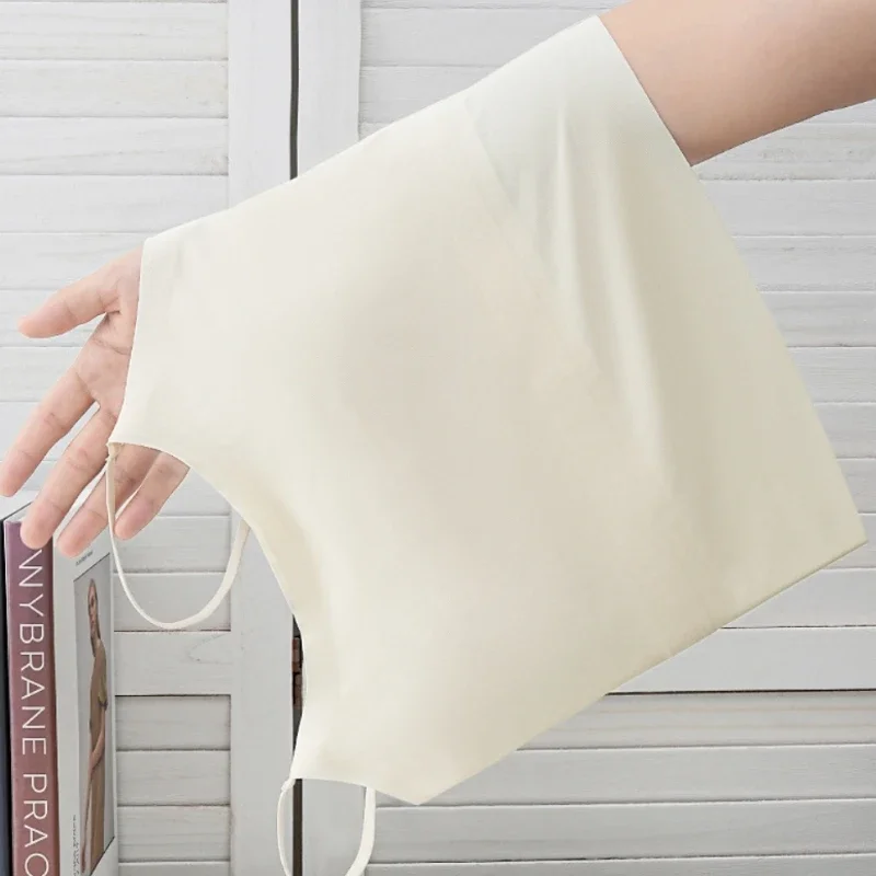 여성 섹시한 솔리드 컬러 캐미솔 아이스 실크 튜브 원활한 스포츠 탱크 탑 무선 속옷 패딩 브래지어 Bralette Vest