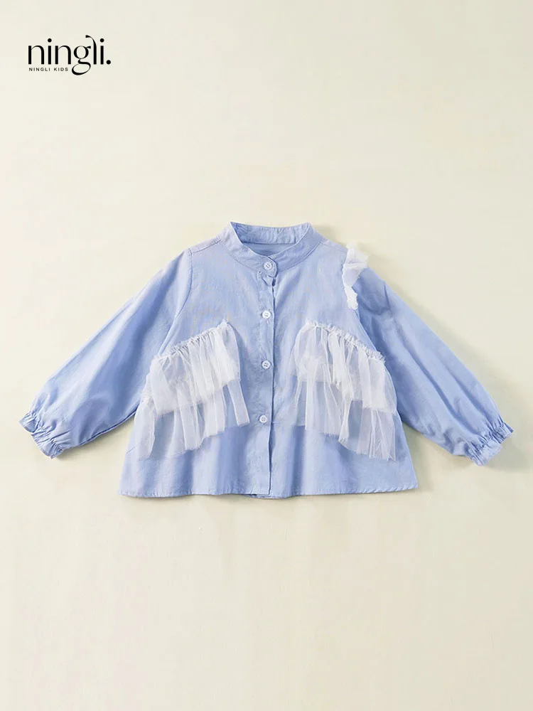 

Girl's Long-Sleeved Shirt Spring and Autumn Clothing Baby Girl Princess Top Cotton Western Style Child Kid Shirt New