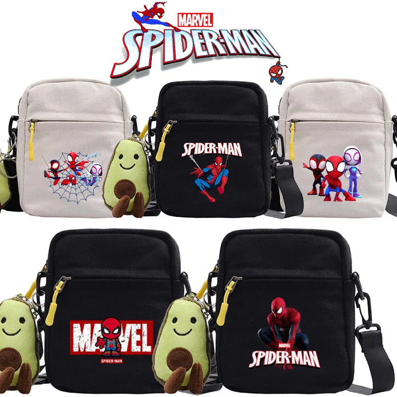 

Disney Marvel Spiderman Men Shoulder Bag Anime Movie Cartoon Print Child Small Square Case Work Travel Casual Crosbody Hand Bags