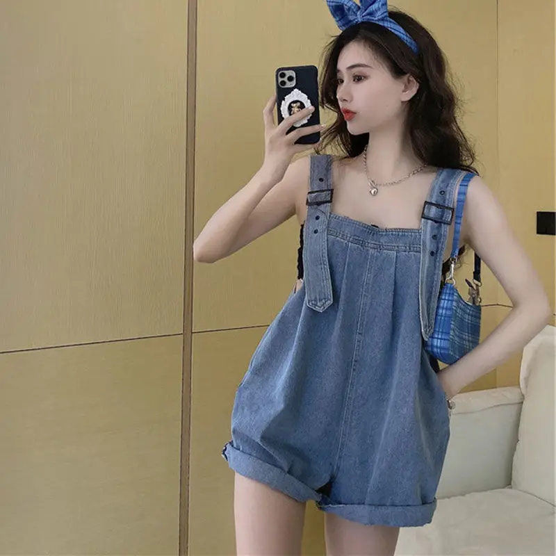 2023 Women\'s Clothing Trend Young Style Streetwear Fashion Loose Jumpsuits Straight Solid Color Thin Summer Pocket Sleeveless