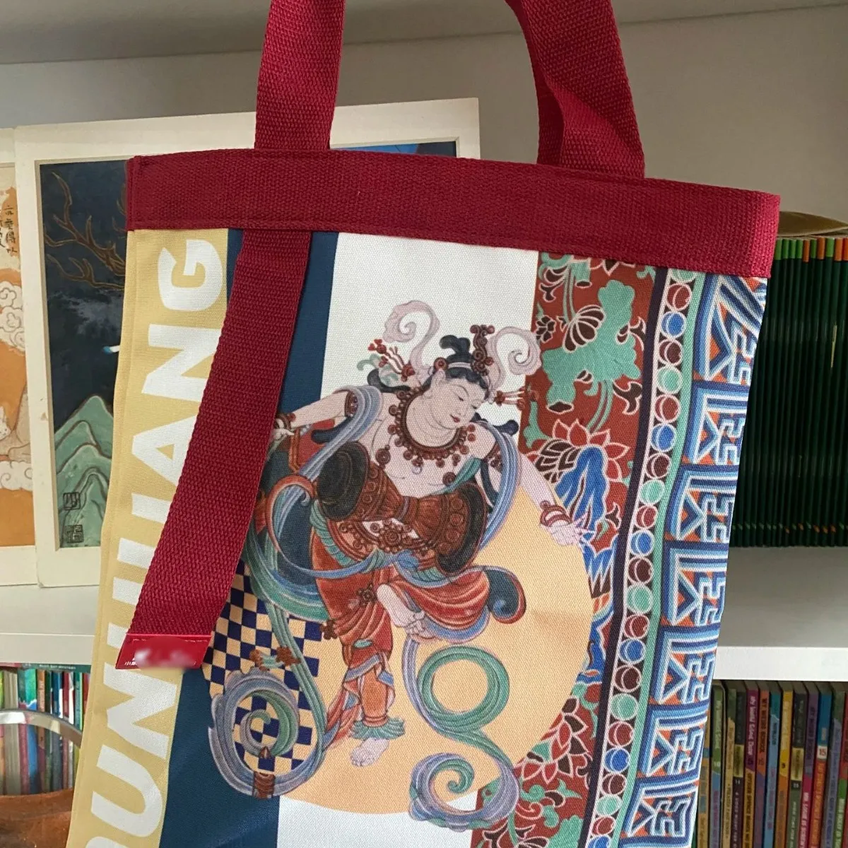 

Chinese Tang Dynasty Dunhuang Elements, Personality, Classical Women's Shoulder Bag, Commuting, Thick Sail Cloth Bag, Book Bag