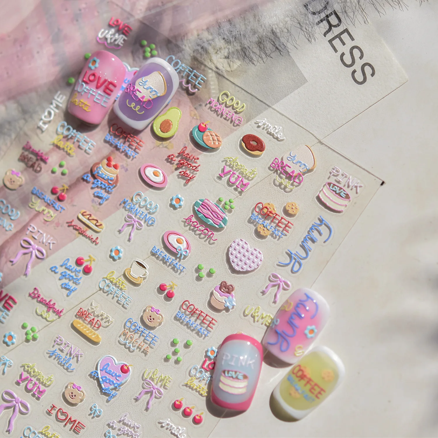 5D Shiny Sugar-Coated Dessert Animal Nail Sticker Cute Carto
