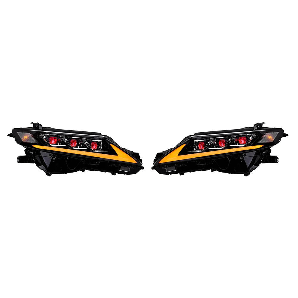 Car Plug Play Red Devil Eye LED Headlights For Camry 8th Gen 2018-2023 LE/SE/XLE/XSE/TRD Models Sequential Turn Signal Lights