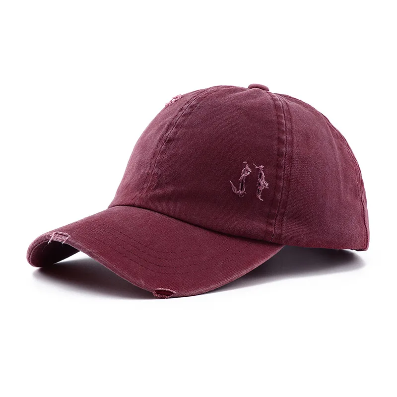 H New Leopard Print Vintage Washed Cotton Baseball Cap Women Hip Hop Ponytail Messy Buns Outdoor Sport Hats Accessories