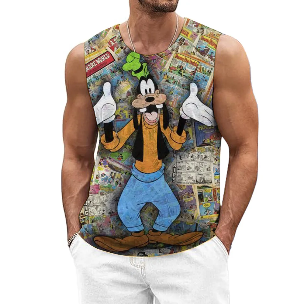 MensGoofy مضحك طباعة تانك القمم موضة الصيف بلا أكمام سترة رياضية غير رسمية فضفاضة سريعة الجافة تنفس تيز الملابس