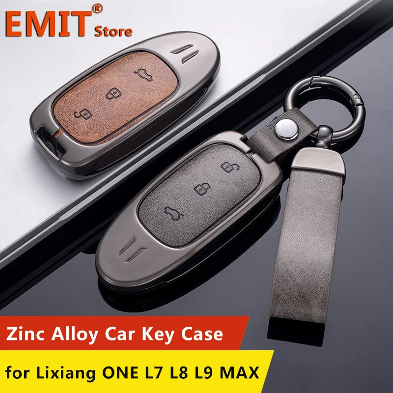 

Zinc Alloy Leather Key Case for LEADING IDEAL LiXiang Li Auto ONE L7 L8 L9 MAX Remote Cover Holder Keychain Shell Accessories