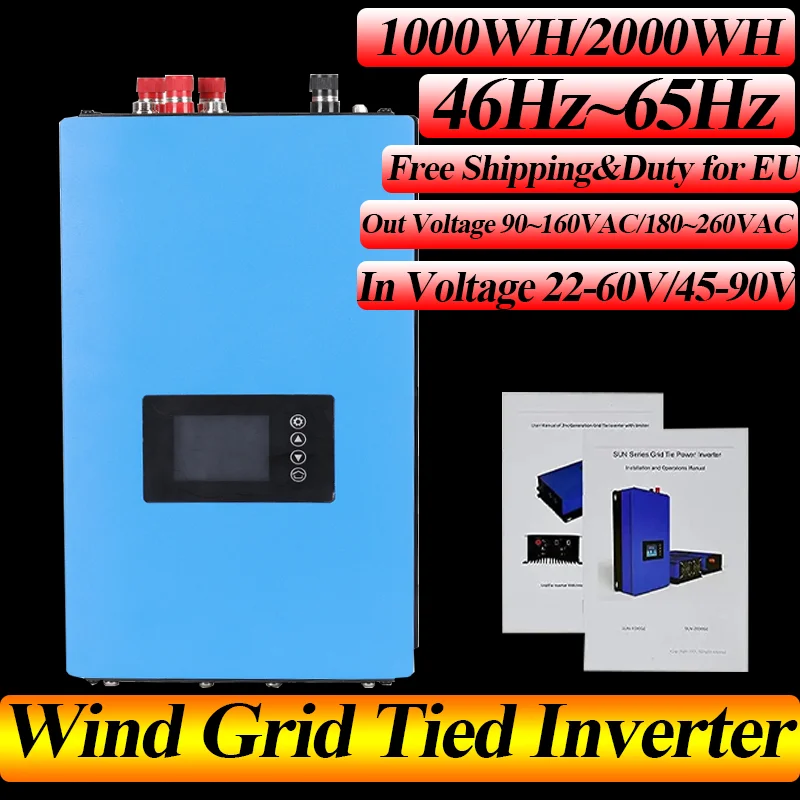 

2000W 24V 48V Wind On Grid Tie Inverter with Limiter Wind Turbine Generator WiFi Monitor Battery Discharge DC22-90V to AC95-265V