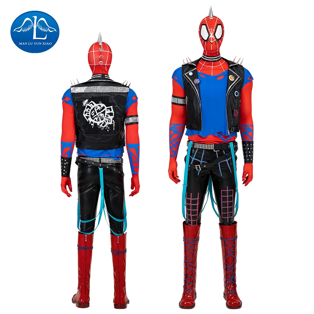 Disfraz de Spider-Punk para Hombre Adulto, Conjunto Completo, Talla Personalizada XS-XXXL, Halloween, Navidad, Comic Con