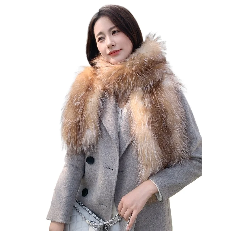 

2025 new fox fur double-sided long scarf shawl women's winter thickened warm temperament fur real fur scarf