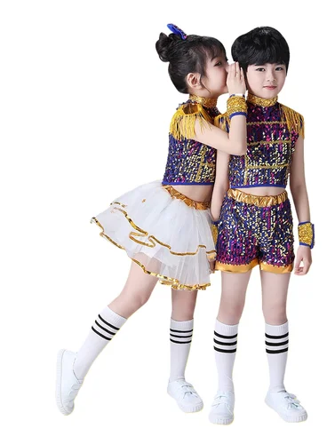 Imagen 2 del producto Niñas ShinySequin borla baile de Jazz latino Boyshorts traje para niños Cha-cha Samba puesta en escena vestido con flecos