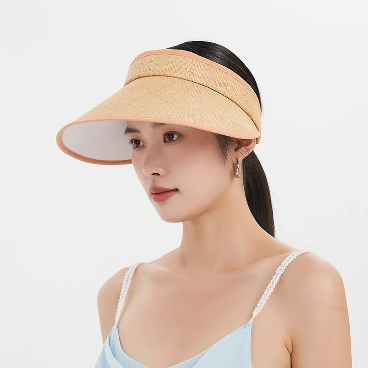 Natural Raffia Peaked Empty Top Hat, Women Luxury Elegant Commuter Breathable Sun Cap