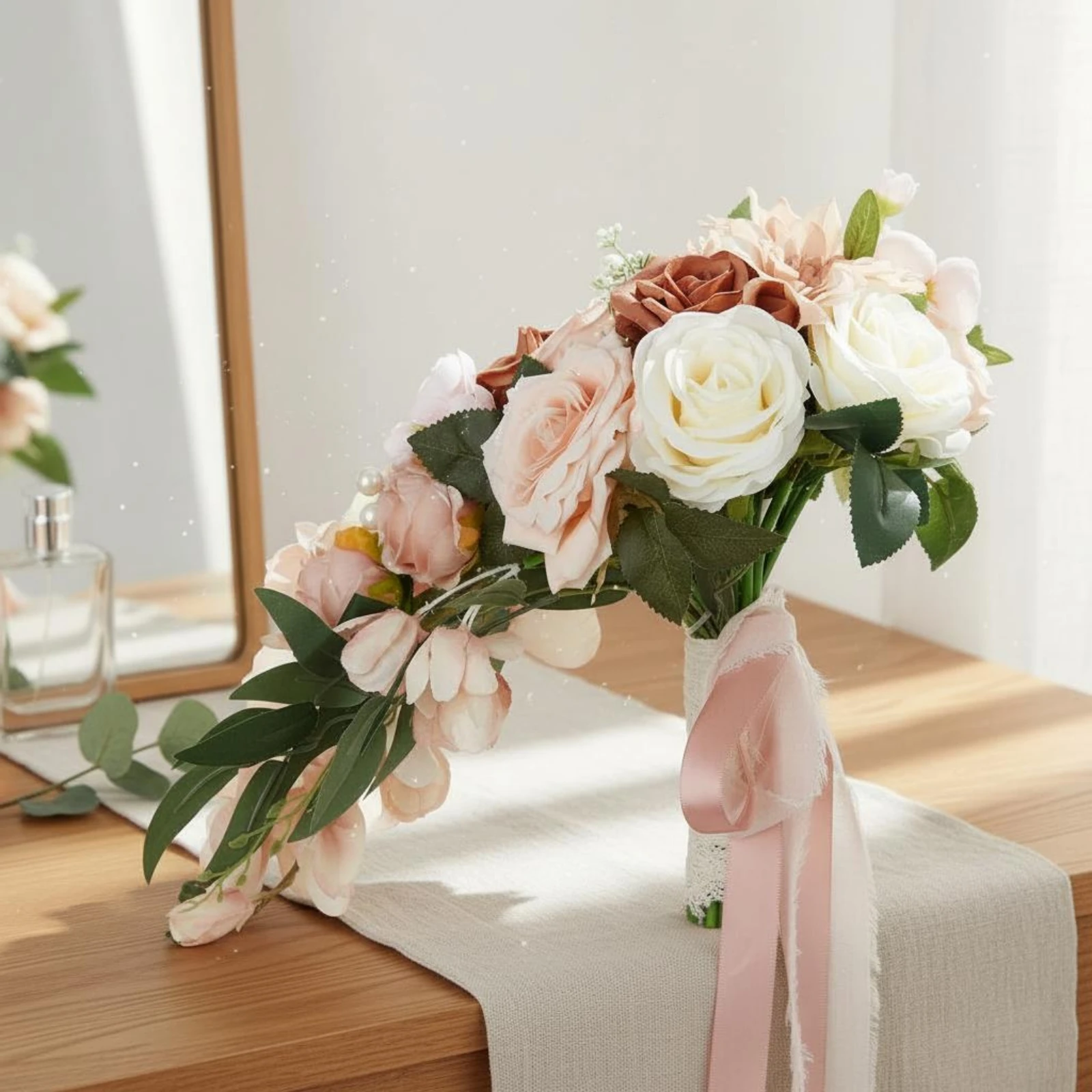 

Waterfall Bridal Floral Arrangement Rustic Elegant Blossom Wedding Floral Arrangement Photo Prop Lifelike for Brides