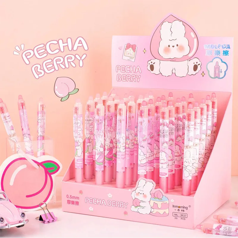 

36pcs/lot Kawaii Rabbit Erasable Gel Pen Cute 0.5mm Signature Pens School writing Supply Promotional Gift