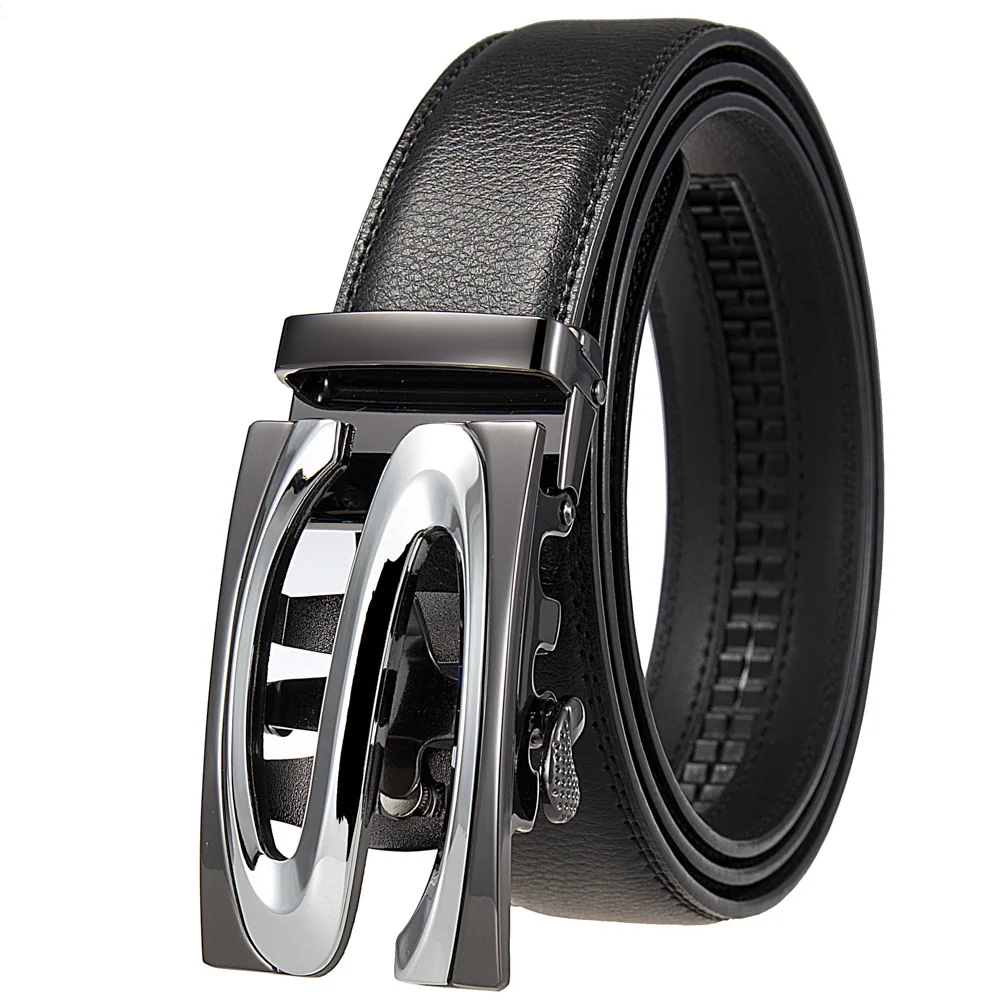 أحزمة جلد البقر الطبيعي للرجال 2025 جودة عالية سبيكة التلقائي مشبك حزام رجالي تان البني الفاخرة الذكور جلد البقر حزام B1005 #3