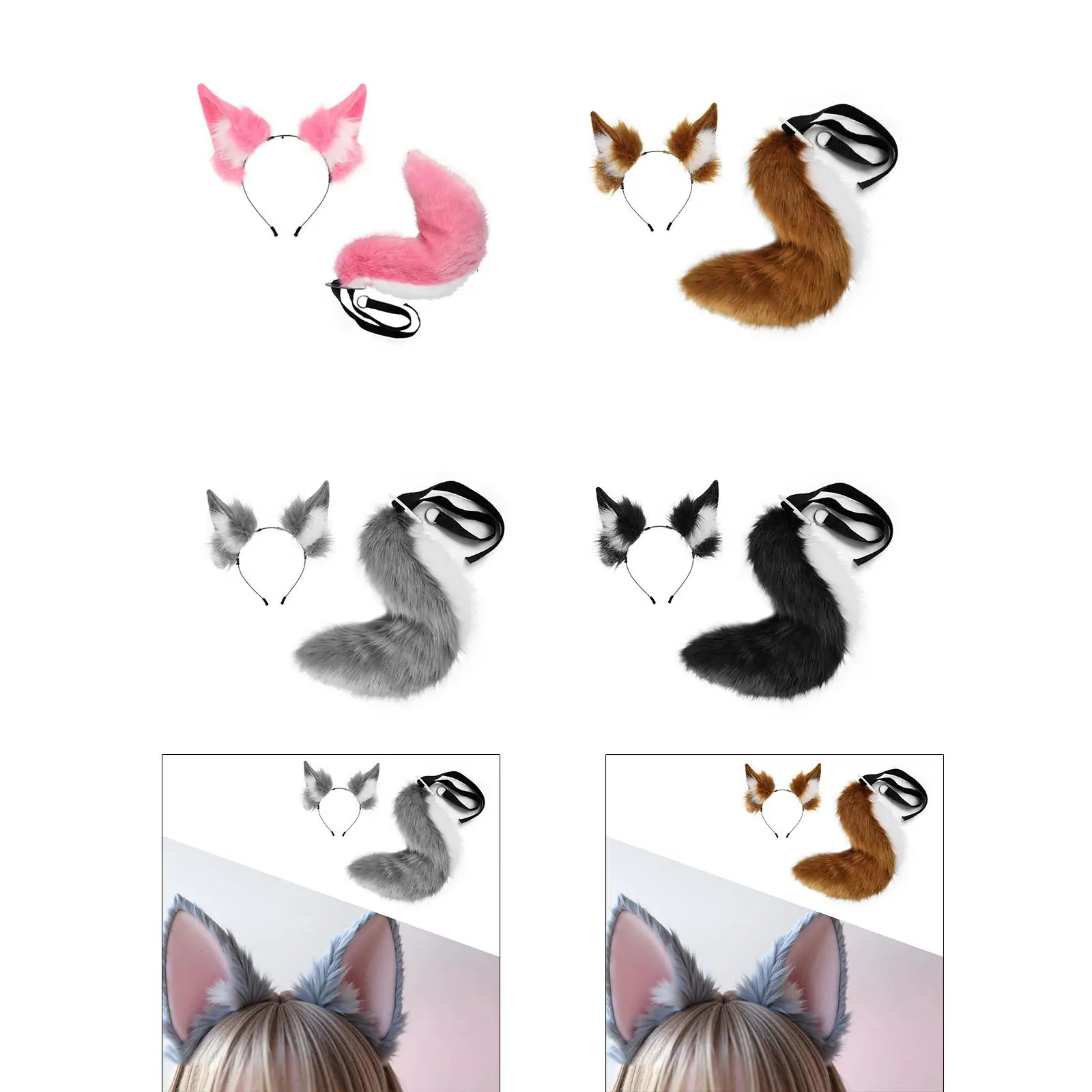 

Набор: повязка на голову с ушками и хвост животного для выпускного вечера, вечеринки, выступления