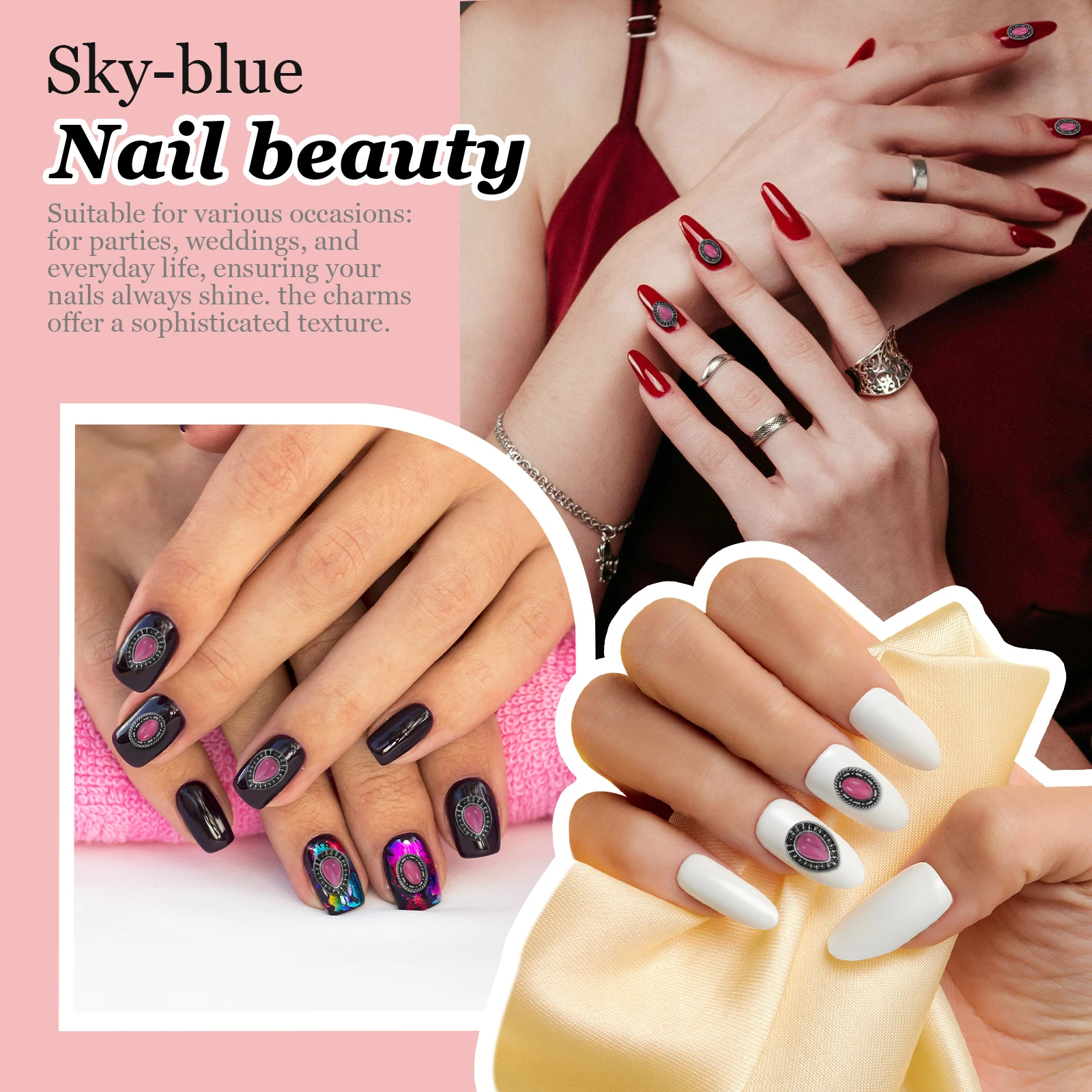 

20 Pcs Nail Charms Retro Design Resin Jewels Ornaments DIY Manicure Accessories Nail Decor Jewelry Elegant Decorations