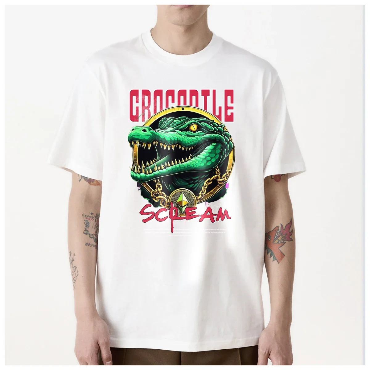 Crocodile Alligator ART Cool Funny Cartoon printed men's t shirt Women Fashion 100% Cotton summer casual Breathable Couple Tops