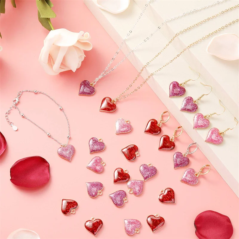 

5pcs Frosting Gilding Heart Charms Drop Oil Alloy Pendants for DIY Earring&Bracelet&Necklace Trendy Jewelry Making Accessories